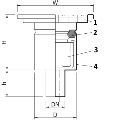 Wpust KSD 150/050 pokrywa drabinowa
